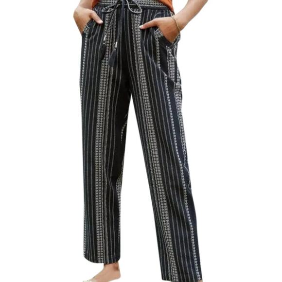 Anthropologie patch pocket ankle crop pants drawstring waist boho comfort small - Picture 2 of 11